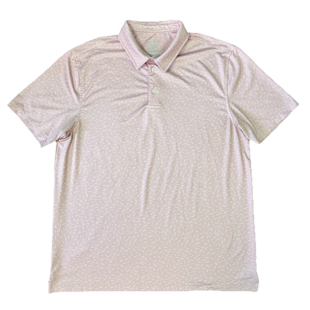 Lot Of 2 Member's Mark Pattern Performance Golf Polo Men’s Size Lg Blue Pink AOP - Picture 2 of 13